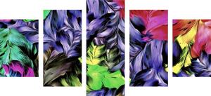 5-dielny obraz retro ťahy kvetov