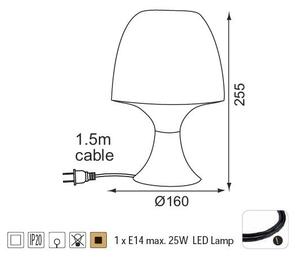 ACA DECOR Stolová lampa NIOKI max. 25W/E14/230V/IP20