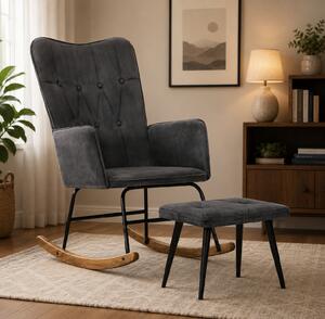Hojdacie kreslo s taburetom BestBerg 339702 / 56 × 74 × 93 cm / čierna