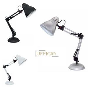 ACA DECOR Retro stolná lampa UFFICIO, strieborná