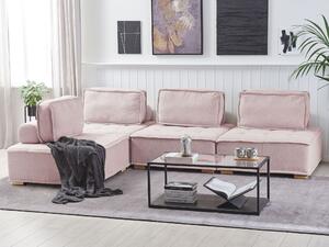 Rohová pohovka ružová polyesterové čalúnenie pre 4 osoby v tvare L škandinávsky moderný dizajn
