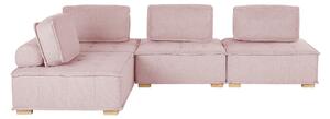 Rohová pohovka ružová polyesterové čalúnenie pre 4 osoby v tvare L škandinávsky moderný dizajn