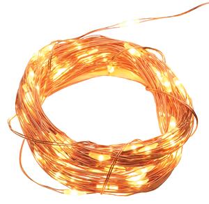 ACA Lighting LED dekoračná medená girlanda, teplá biela, 3x batéria AA, 500 cm, IP20