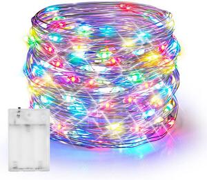 ACA Lighting LED RGB dekoračná strieborná girlanda 50 LED, 3x batéria AA, 500 cm, IP20