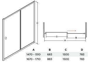 Besco Duo Slide vaňová zástena 150 cm jednodielny chrómová lesklé/číre sklo DDS-II-150