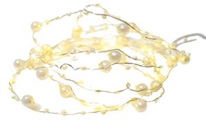 ACA Lighting LED dekoračná girlanda - perly 20 LED, teplá biela farba, 2x batéria AA, 200 cm, IP20