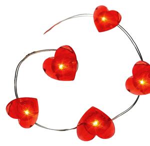 ACA Lighting LED vianočné/dekoračné girlanda - srdiečka, červená farba, 200 cm, IP20, 2xAA