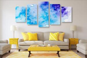 5-dielny obraz modro-fialové abstraktné umenie