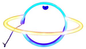 ACA Lighting Neónová lampička - Saturn, 3x AA batérie/USB kábel, IP20, modrá + žltá farba