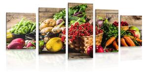 5-dielny obraz čerstvé ovocie a zelenina
