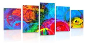 5-dielny obraz abstrakcia plná farieb