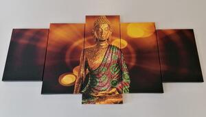 5-dielny obraz socha Budhu s abstraktným pozadím