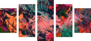 5-dielny obraz abstraktné kvetiny
