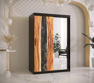 Šatníková skriňa Zivela 2 so zrkadlom, 120cm, čierna/živica
