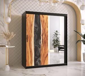 Šatníková skriňa Zivela 2 so zrkadlom, 150cm, čierna/živica