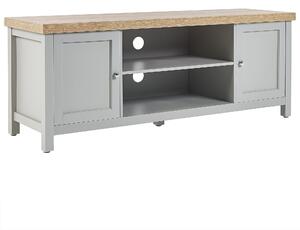 TV stolík sivý svetlé drevo drevotrieska 130 cm obývacia izba škandinávsky dizajn moderný štýl