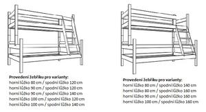Detská poschodová posteľ s rozšíreným spodným lôžkom z masívu ROBUST 8X8 6A - 200x80 cm