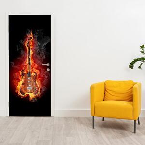 Fototapeta na dvere - ohnivá gitara (95x205cm)