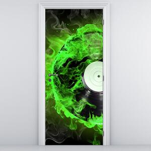 Fototapeta na dvere - zelené horiace CD (95x205cm)