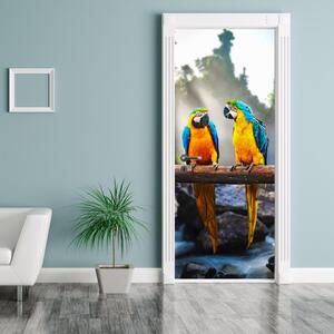 Fototapeta na dvere - Traja papagáji (95x205cm)