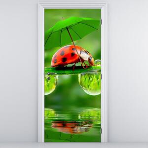 Fototapeta na dvere - Lienka s dáždnikom (95x205cm)