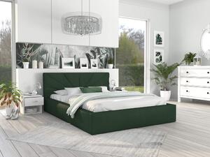 Čalúnená manželská posteľ s úložným priestorom Gabina - tmavozelená Rozmer: 140x200