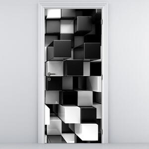 Fototapeta na dvere - Čierne a biele kocky (95x205cm)