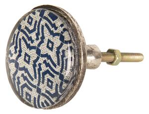 Kovová úchytka s modrým ornamentom I - Ø 5 * 8 cm - Clayre & Eef