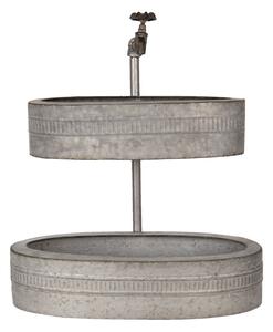 Šedý plechový retro kvetináč / etažér - 49 * 22 * ​​55 cm - Clayre & Eef