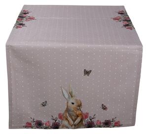 Bavlnený behúň na stôl so zajačikom Happy Bunny - 50*140 cm - Clayre & Eef