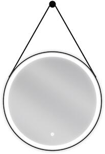 MEXEN - Reni kúpeľňové LED zrkadlo, okrúhle 60 cm, LED 6000K, ochrana proti zahmlievaniu, čierny rám - 9812-060-060-611-70