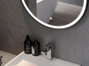 Mexen Reni, LED kúpeľňové zrkadlo s podsvietením 90x90 cm, 6000K, čierny rám, ochrana proti zahmlievaniu, 9812-090-090-611-70