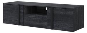 Závesná TV skrinka Verica 150 cm s výklenkom - charcoal / čierne úchytky