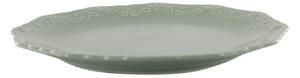 Zelený porcelánový jedálenský tanier s čipkou Provence lace verte - Ø 27 cm - Chic Antique