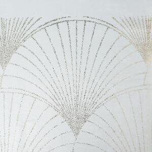Zamatový stredový obrus s lesklou potlačou bielej farby Biela