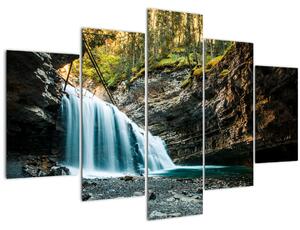 Obraz lesného vodopádu (150x105 cm)
