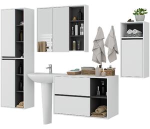 Ak furniture Kúpeľňová zostava VAMI biela/grafitovo sivá