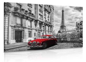 Obraz červené retro auto v Paríži