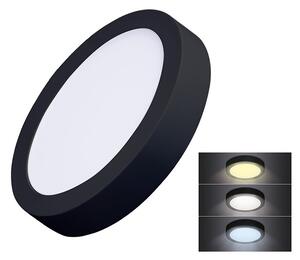 SOLIGHT LED mini panel CCT, prisadený, 12W, 900lm, 3000K, 4000K, 6000K, okrúhly čierny