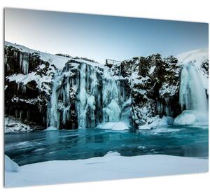 Obraz zamrznutých vodopádov (70x50 cm)
