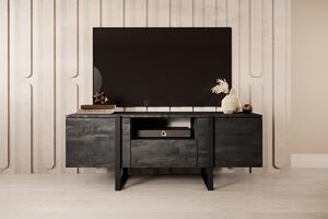 TV skrinka Verica 150 cm s výklenkom - charcoal / čierne nožičky