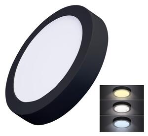 SOLIGHT LED mini panel CCT, prisadený, 18W, 1530lm, 3000K, 4000K, 6000K, okrúhly čierny