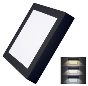 SOLIGHT LED mini panel CCT, prisadený, 18W, 1530lm, 3000K, 4000K, 6000K, štvorcový čierny