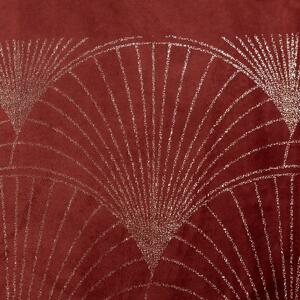 Zamatový stredový obrus s lesklou potlačou tehlovej farby Červená