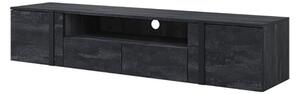 Nástenná TV skrinka Verica 200 cm s výklenkom - charcoal / čierne úchytky