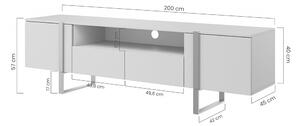 TV stolík Verica 200 cm s otvorenou policou - dub piškótový / zlaté nožičky