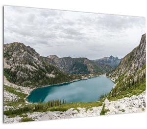 Obraz jazera v horách (90x60 cm)