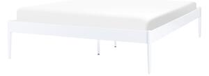 Posteľ biela kovová 140 x 200 cm lamely z preglejky minimalistický industriálny dizajn spálňa