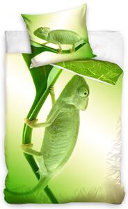 Detské bavlnené posteľné obliečky so zeleným chameleónom Zelená