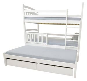 Wilsondo Poschodová posteľ s prístelkou Petra 1 90x200 - biela